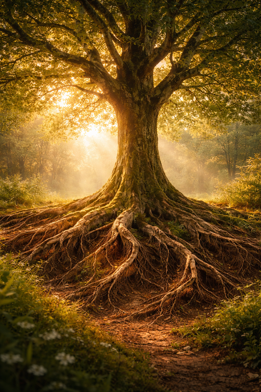 L'arbre ancestral sous la lumière dorée